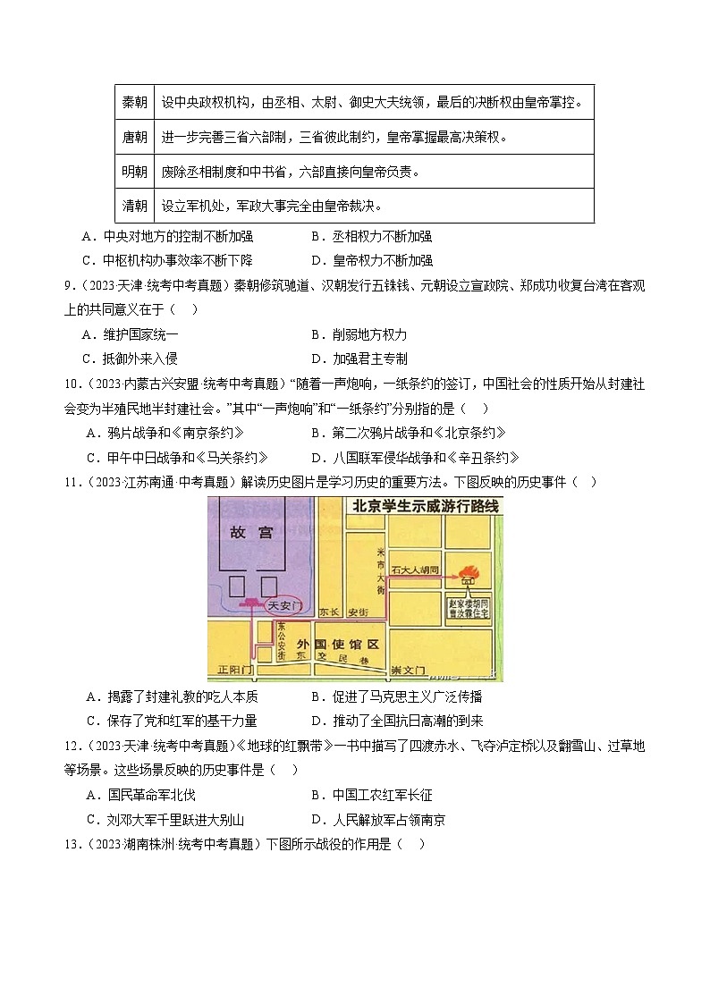 冲刺2024年中考历史真题重组卷(山东济南专用)(含答案)第3页
