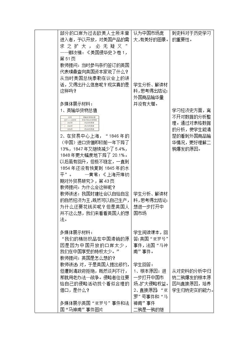 第2课 第二次鸦片战争 教案2023年秋部编版八年级上册历史第3页