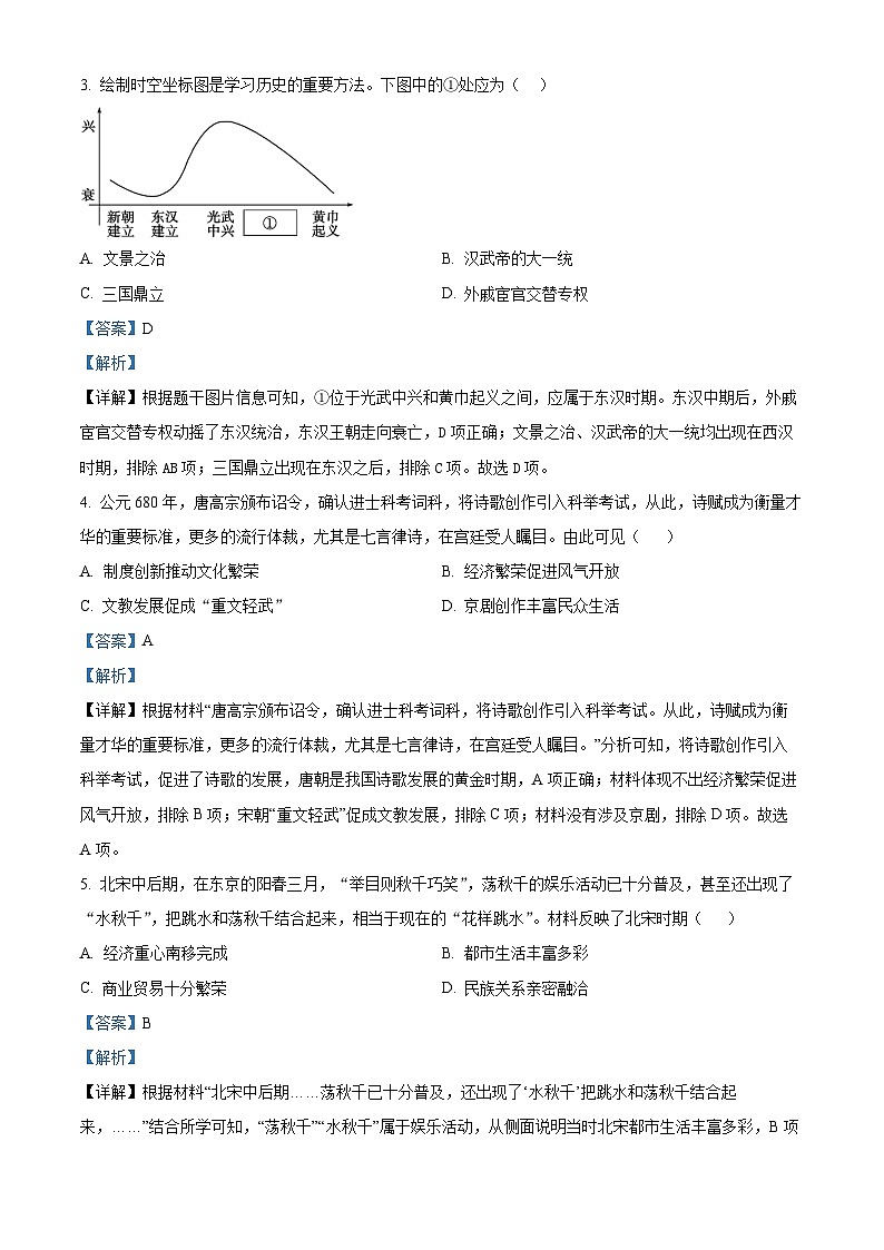 2024年山東省菏澤市成武縣中考一模歷史試題(解析版)第2頁