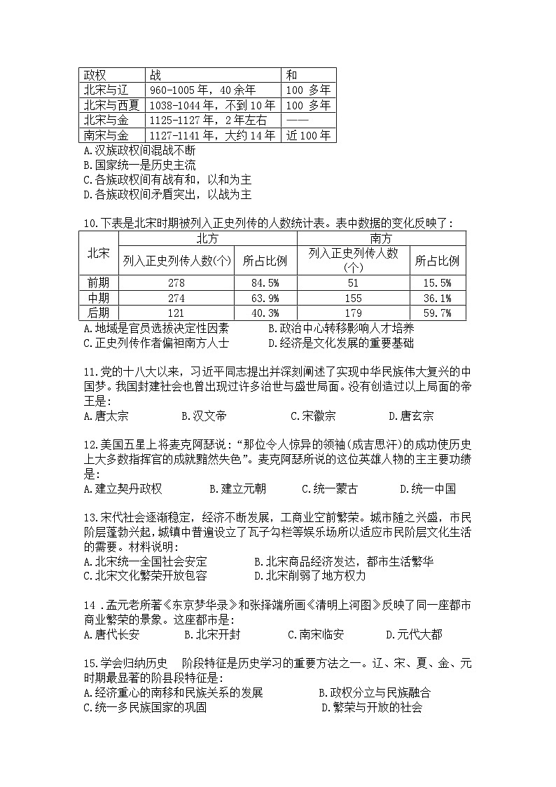 湖南省株洲市攸县片区联考2023~2024学年七年级下学期期中历史试题第2页