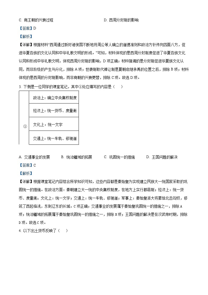 2024年北京市通州区中考一模历史试题(解析版)第2页