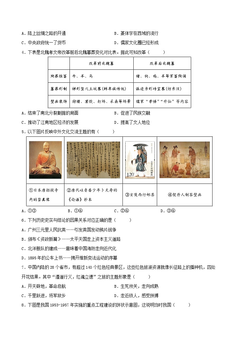 2024年中考历史考前押题密卷(安徽卷)(原卷版)第2页