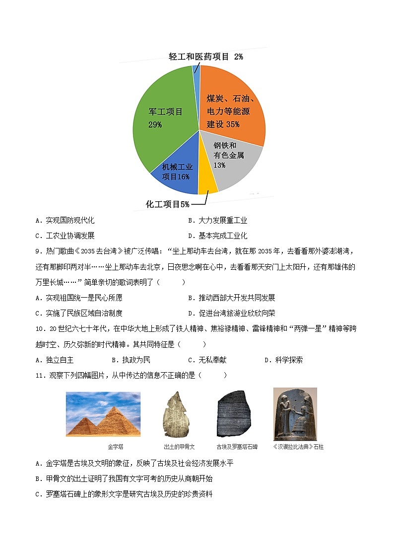 2024年中考历史考前押题密卷(安徽卷)(原卷版)第3页