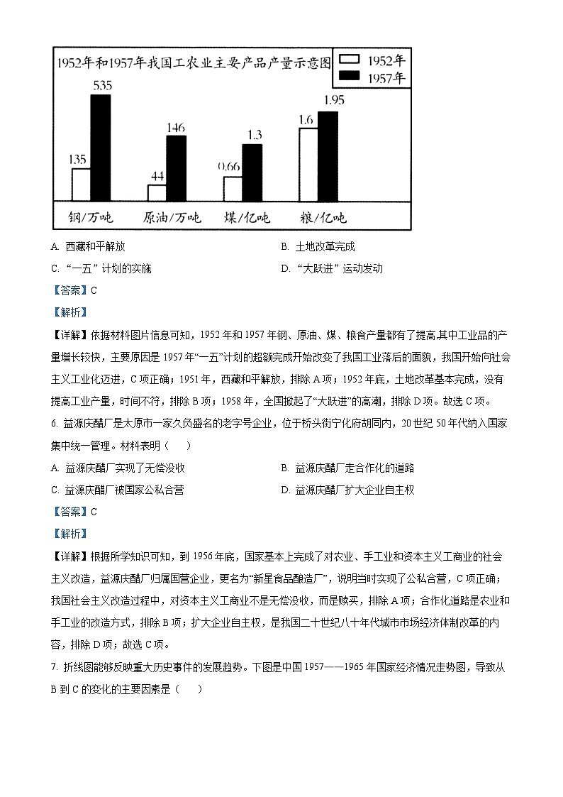 山西省实验中学2023-2024学年八年级下学期4月期中历史试题(解析版)第3页