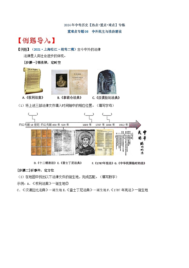 重难点专题08中外民主与法制建设(上海专用)第1页