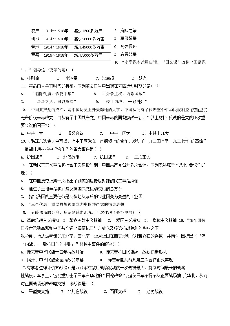 海南省琼海市嘉积中学2023-2024学年八年级上学期期末考试历史试题第2页