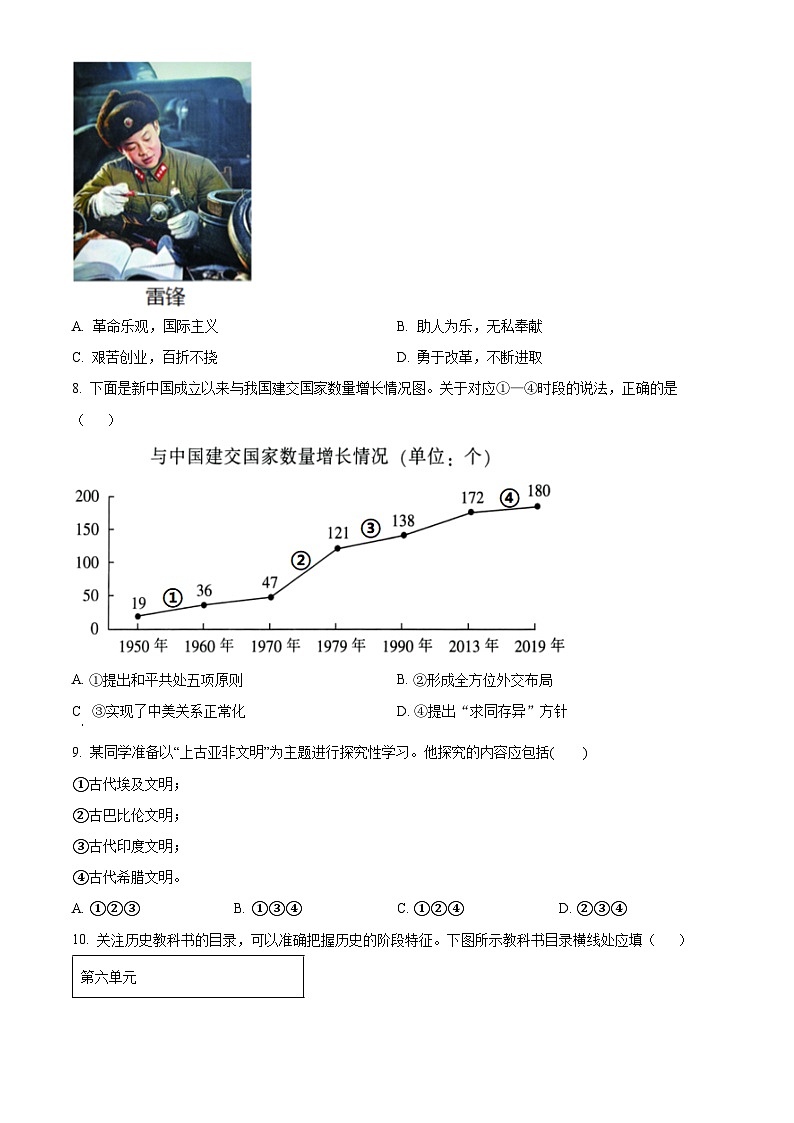 2024年陕西省商洛市商南县中考二模历史试题(原卷版+解析版)03