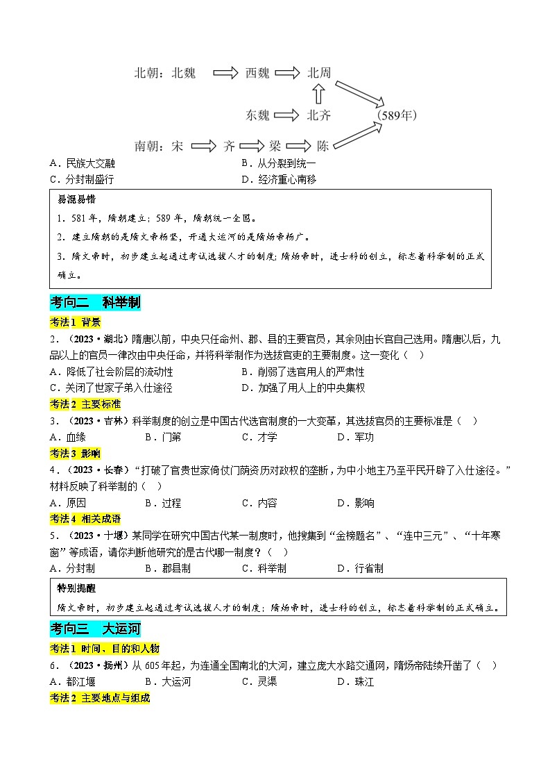 专题04 隋唐时期:繁荣与开放的时代(原卷版+解析版)03