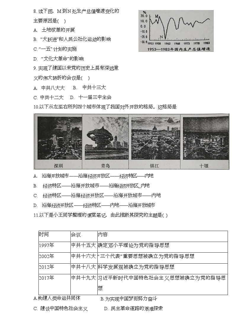 湖北省孝感市孝昌县2023-2024学年八年级下学期4月期中历史试题(含答案)03