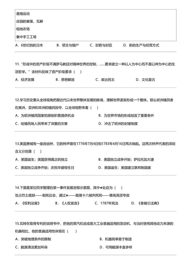 辽宁省大连市瓦房店市2023-2024学年九年级上学期期末历史试题第3页