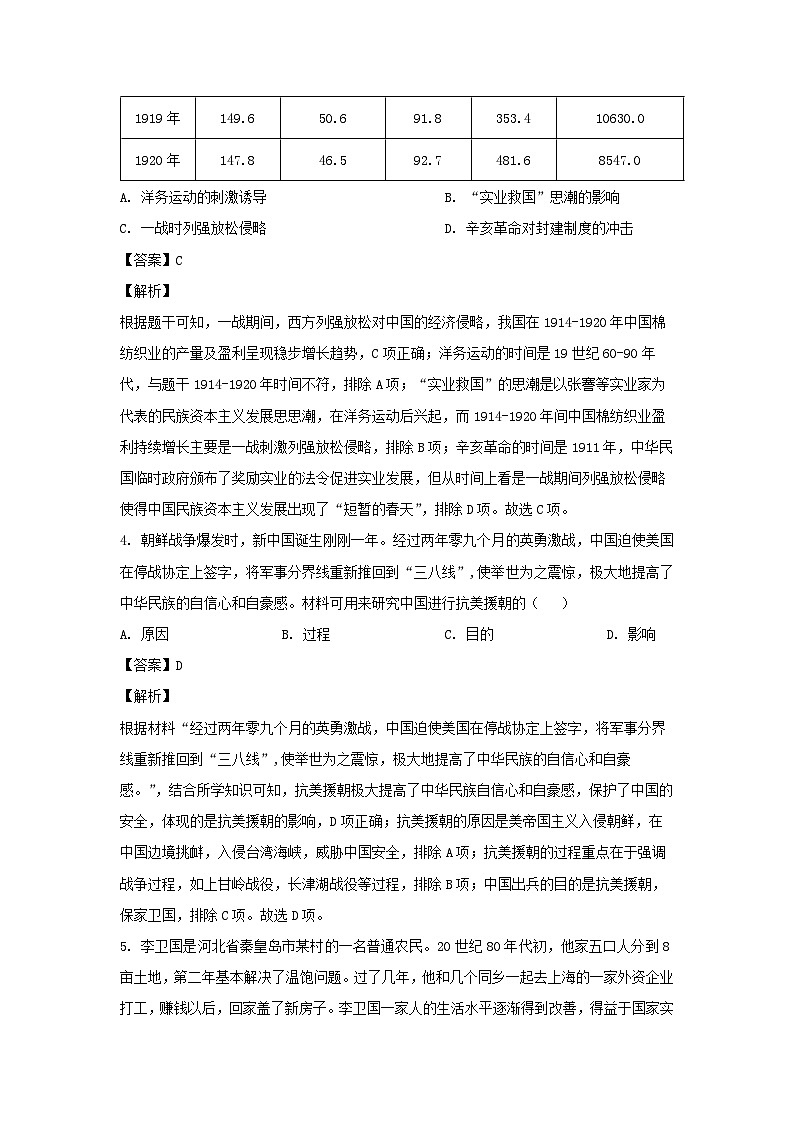 2024年河北省保定市顺平县中考二模考试文综-初中 历史试卷(解析版)03