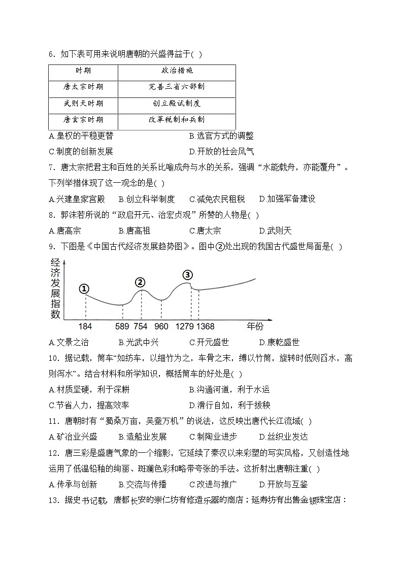 福建省福州市九校联考2023-2024学年七年级下学期期中考试历史试卷(含答案)第2页
