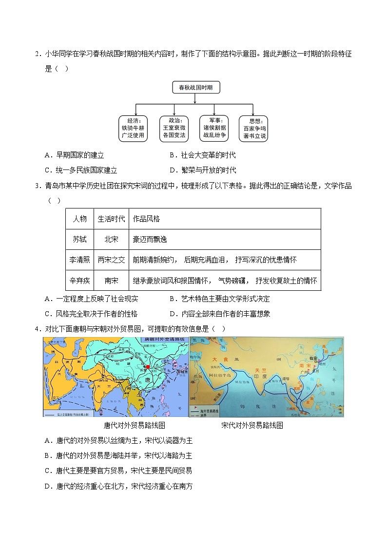 历史(湖南长沙卷)(考试版A4)第2页
