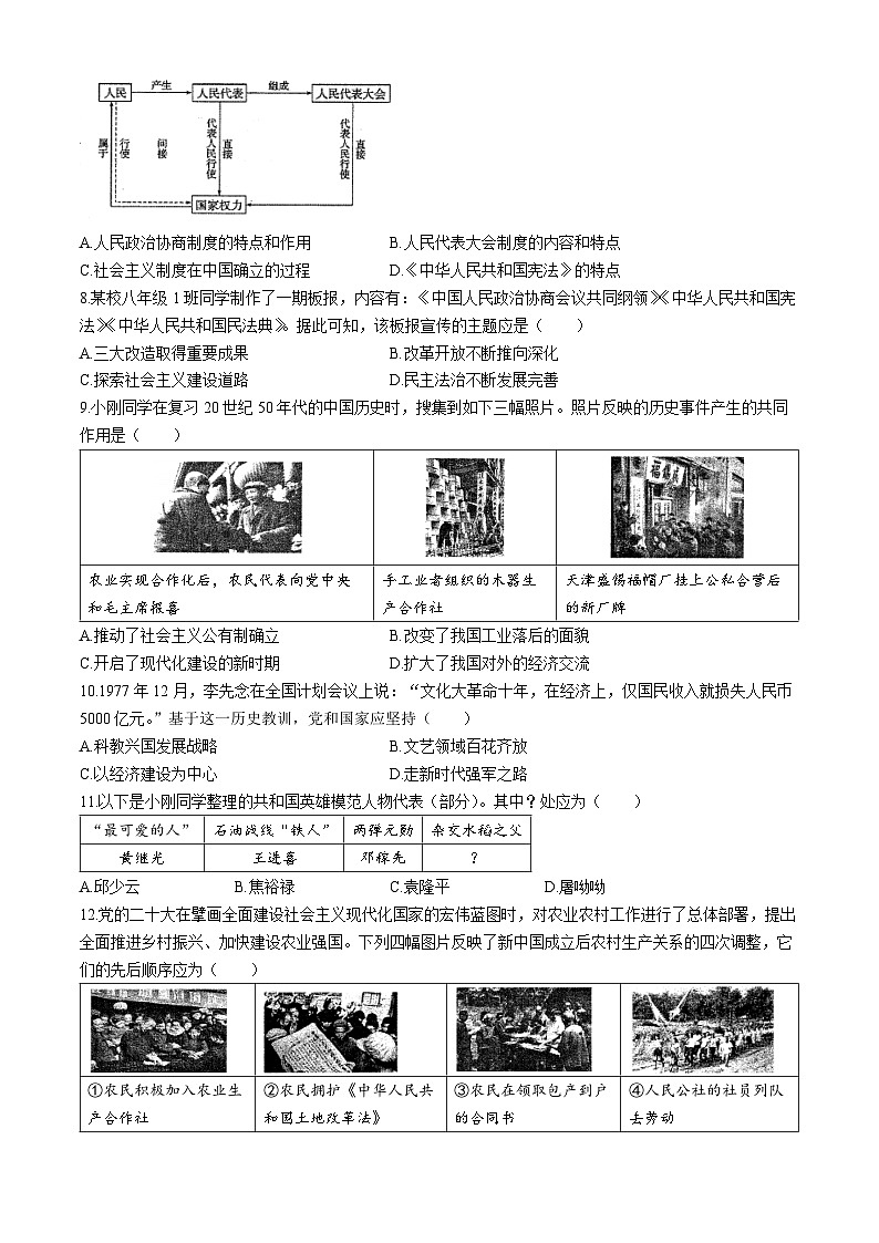 山东省青岛市李沧区2023-2024学年部编版八年级下学期期末考试历史试题(无答案)第2页