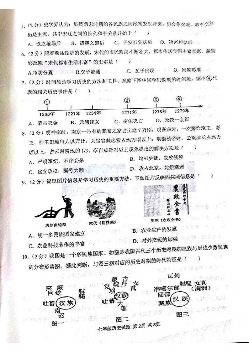 山西省吕梁市汾阳市2023-2024学年七年级下学期7月期末历史试题02