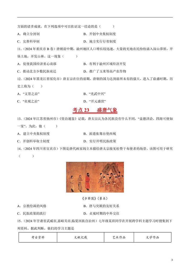 专题04 繁荣与开放的时代(原卷版)第3页