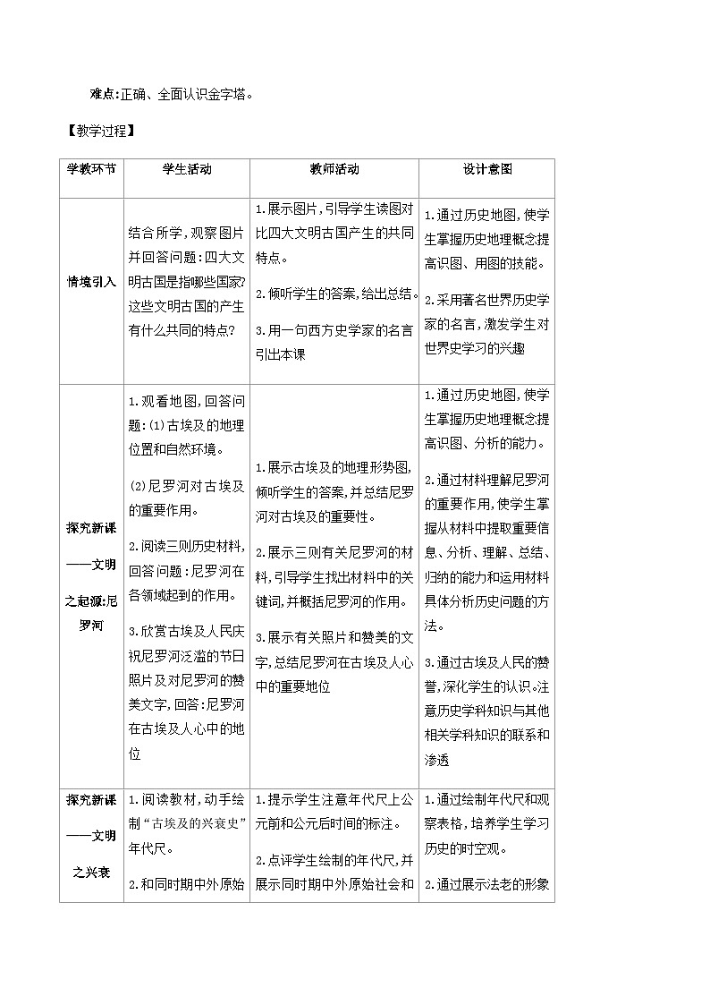 1.1 古代埃及部编版初中历史九年级上册同步教案02