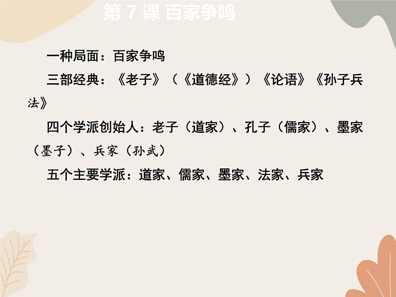 统编版(2024)历史七年级上册 第 7 课 百家争鸣课件03