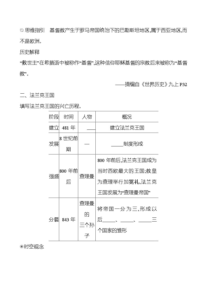 第三单元 第7课 基督教的兴起和法兰克王国 学案(学生版)2024-2025  部编版历史九年级上册第2页