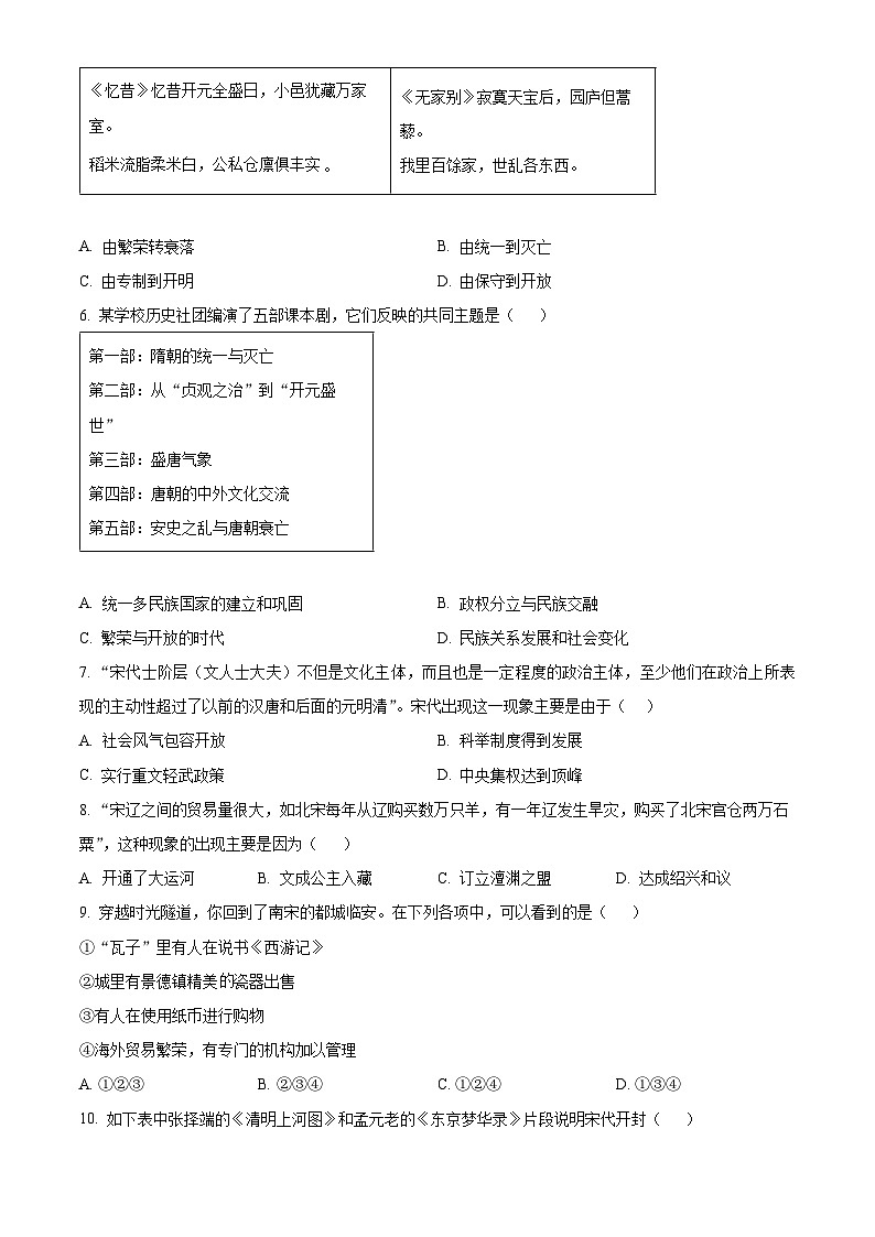 江西省贛州市石城縣2023-2024學(xué)年七年級下學(xué)期期末質(zhì)量監(jiān)測歷史試題（原卷版）第2頁