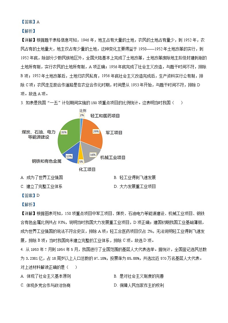 广东省深圳市龙岗区48校2023--2024学年部编版八年级下学期期中历史试题(解析版)第2页