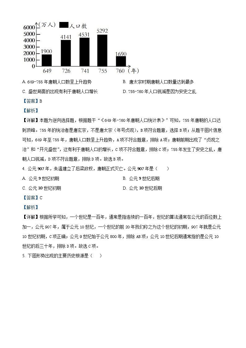 山东省滨州市滨城区2023-2024学年七年级下学期期中考试历史试题(原卷版+解析版)02