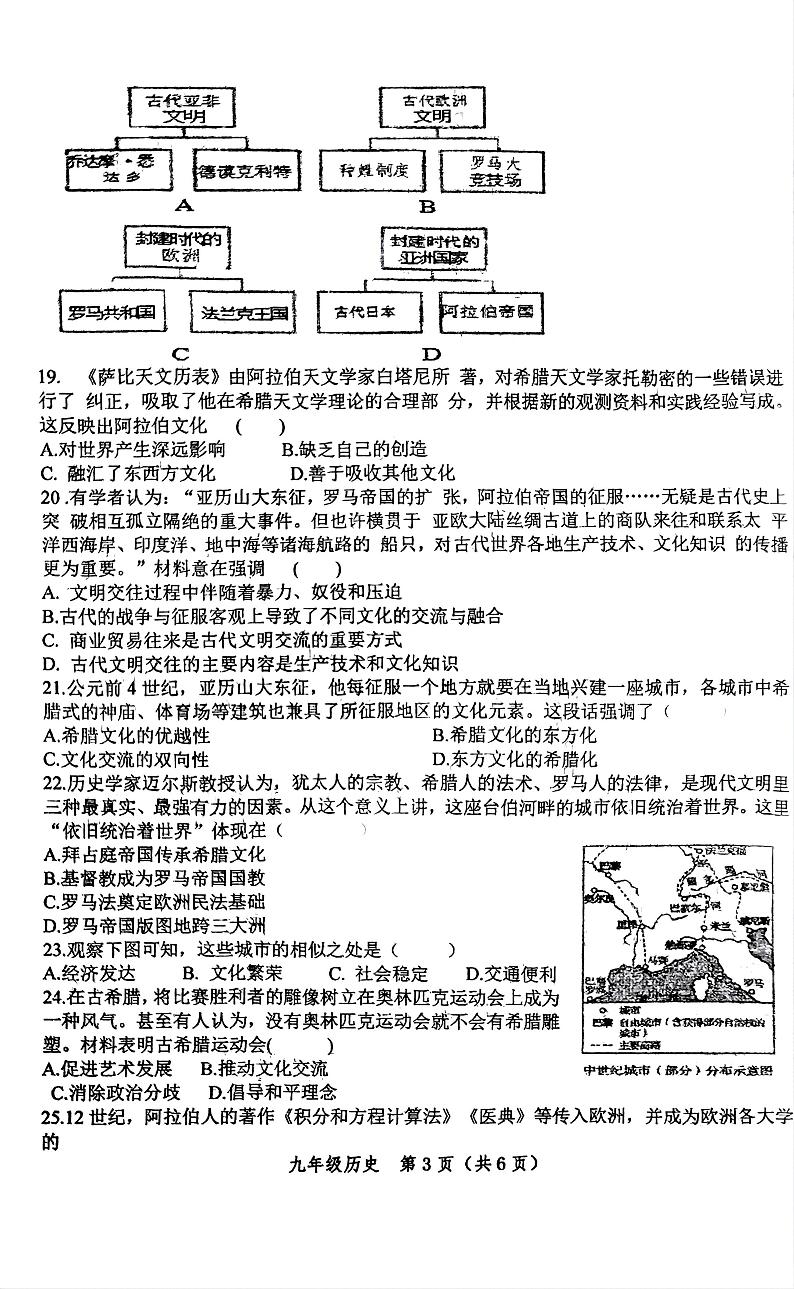 2024年秋九年级阶段性检测历史试题9.27第3页