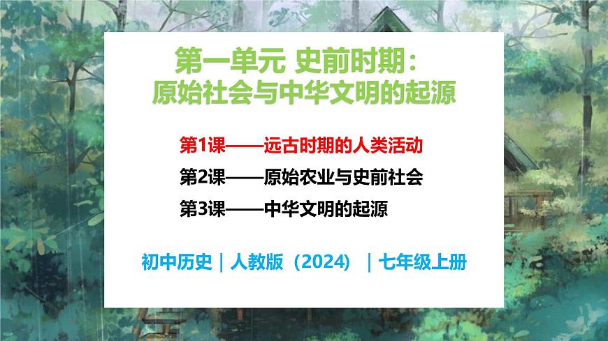 第1課 遠(yuǎn)古時期的人類活動-初中歷史七年級上冊 同步教學(xué)課件（人教版2024）第1頁