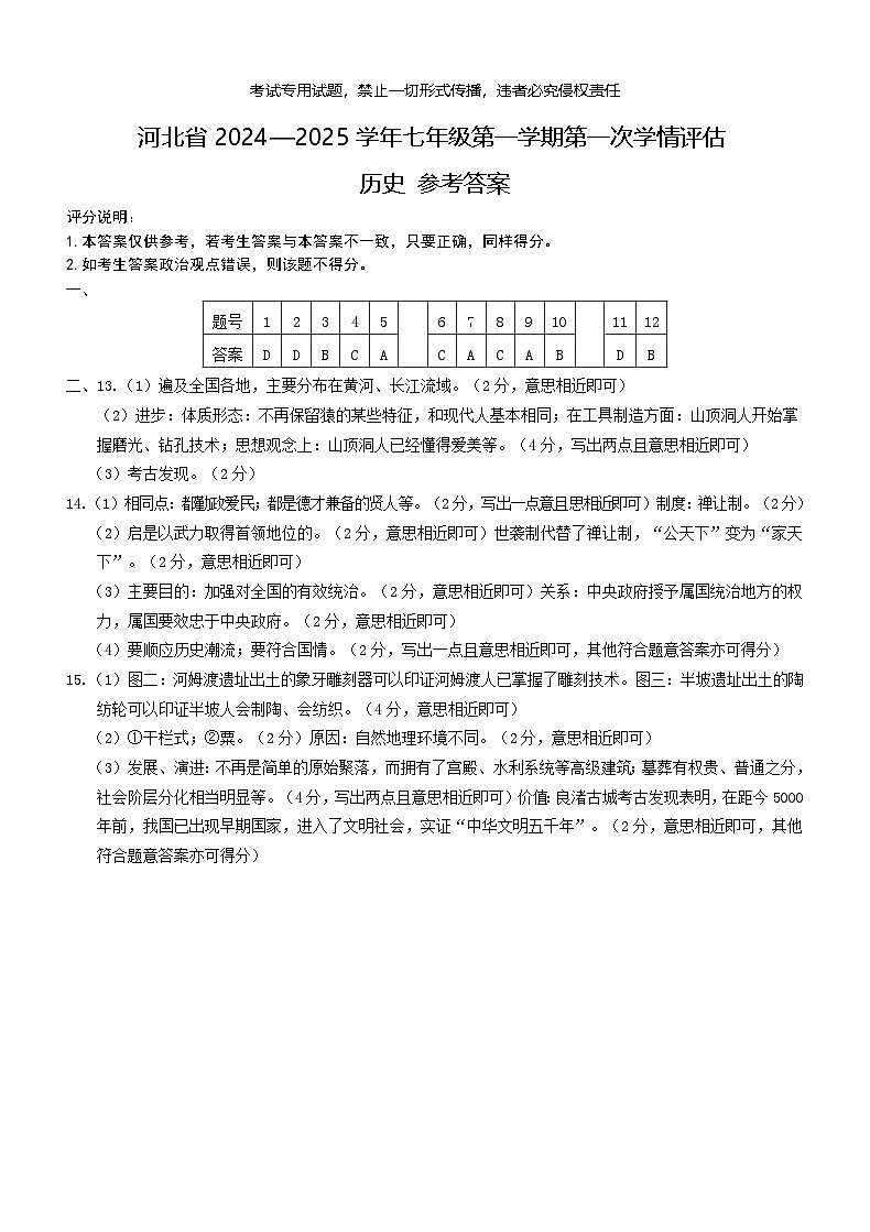 七年级历史2答案第1页