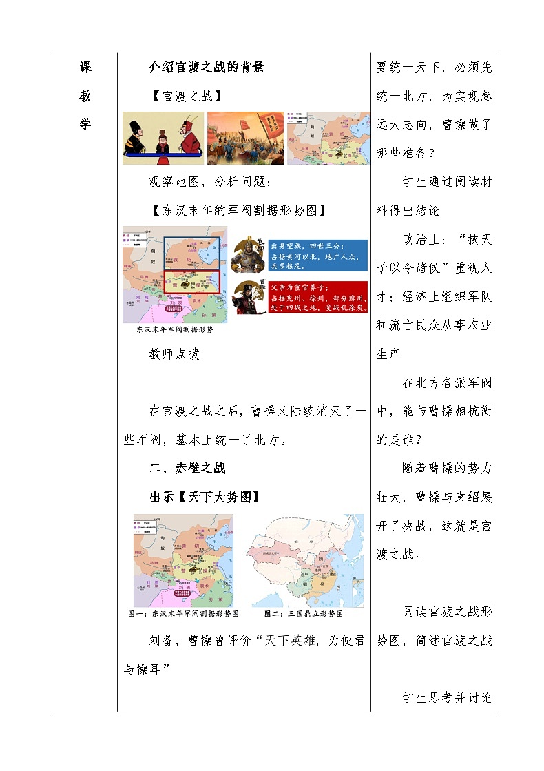 统编版(2024年新版)七年级上册历史第四单元《三国两晋南北朝时期:政权分立与民族交融》教案(第16-21课,表格式)02