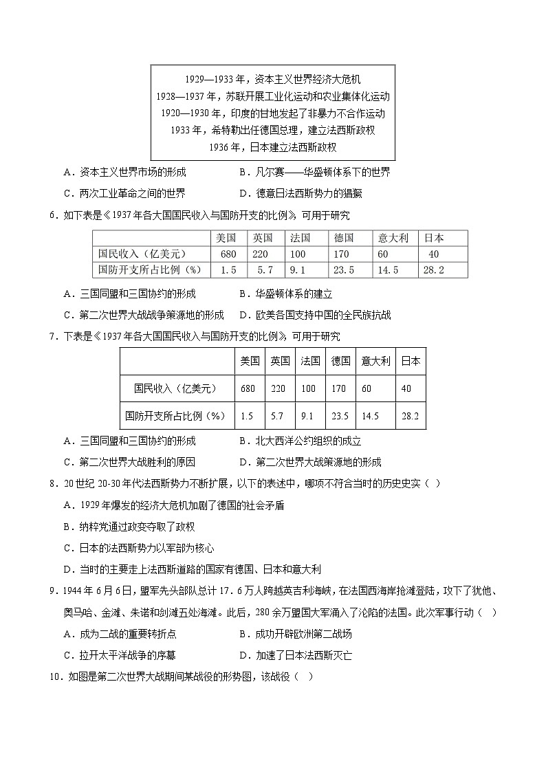 第四单元 经济大危机和第二次世界大战(B卷·培优卷)(学生版) 2024-2025学年九年级历史下册单元速记·巧练(湖北专用)第2页