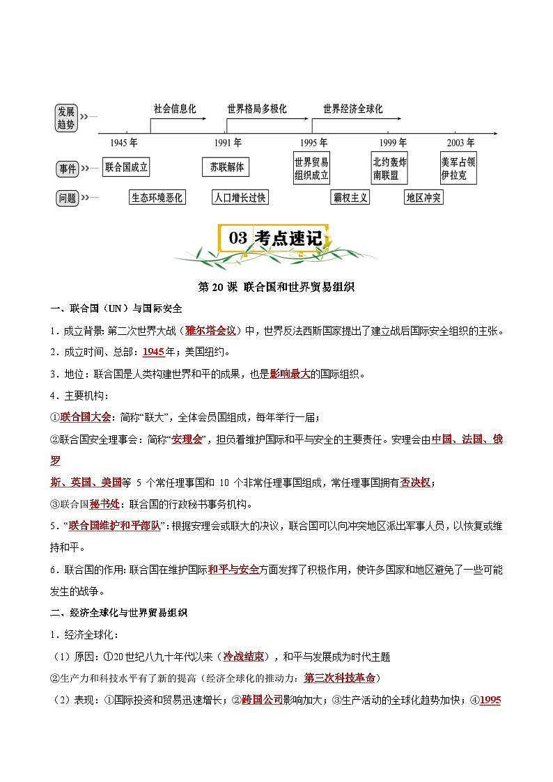 (速记清单)第六单元 走向和平发展的世界- 2024-2025学年九年级历史下册单元速记·巧练(统编版)02