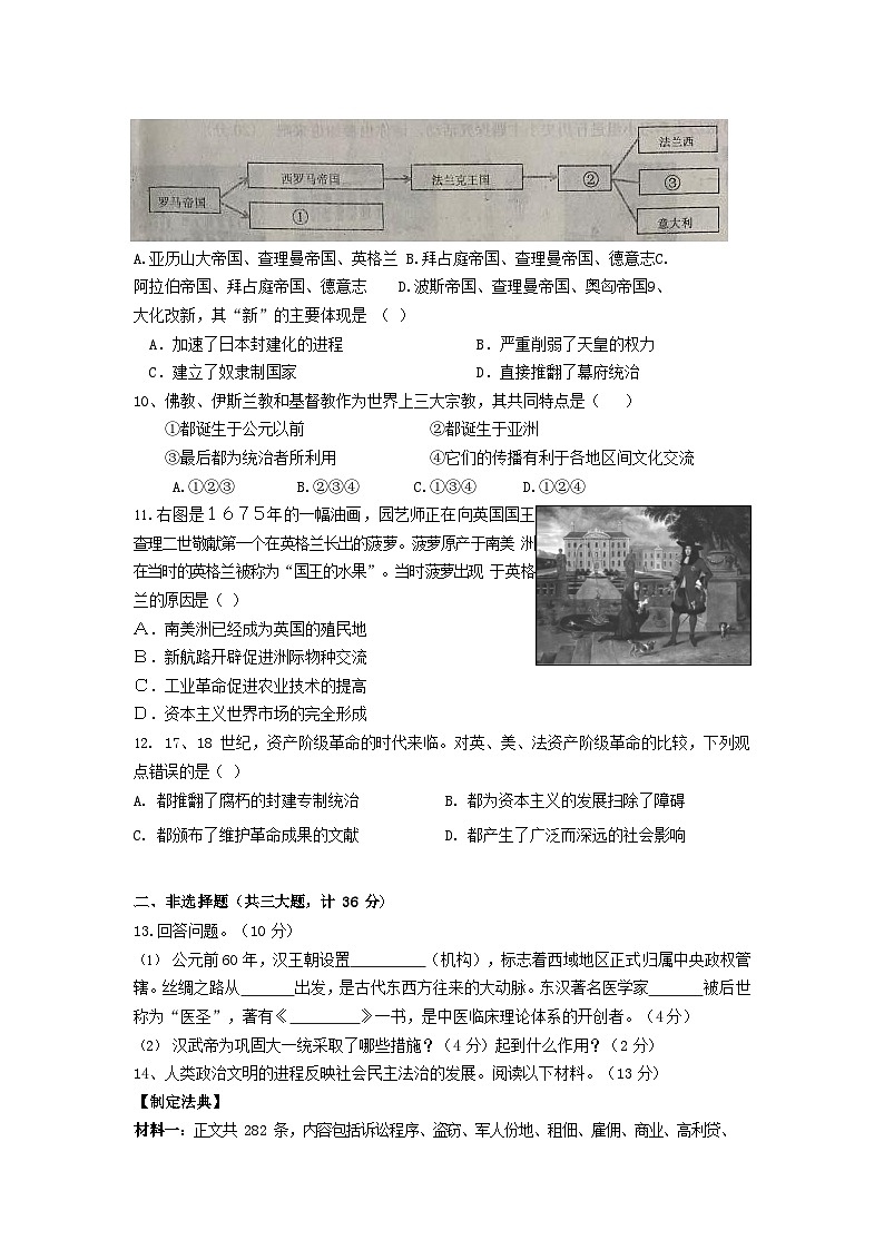 陕西省西安市西光中学教育集团2023-2024学年九年级上学期第一次月考历史试题第2页
