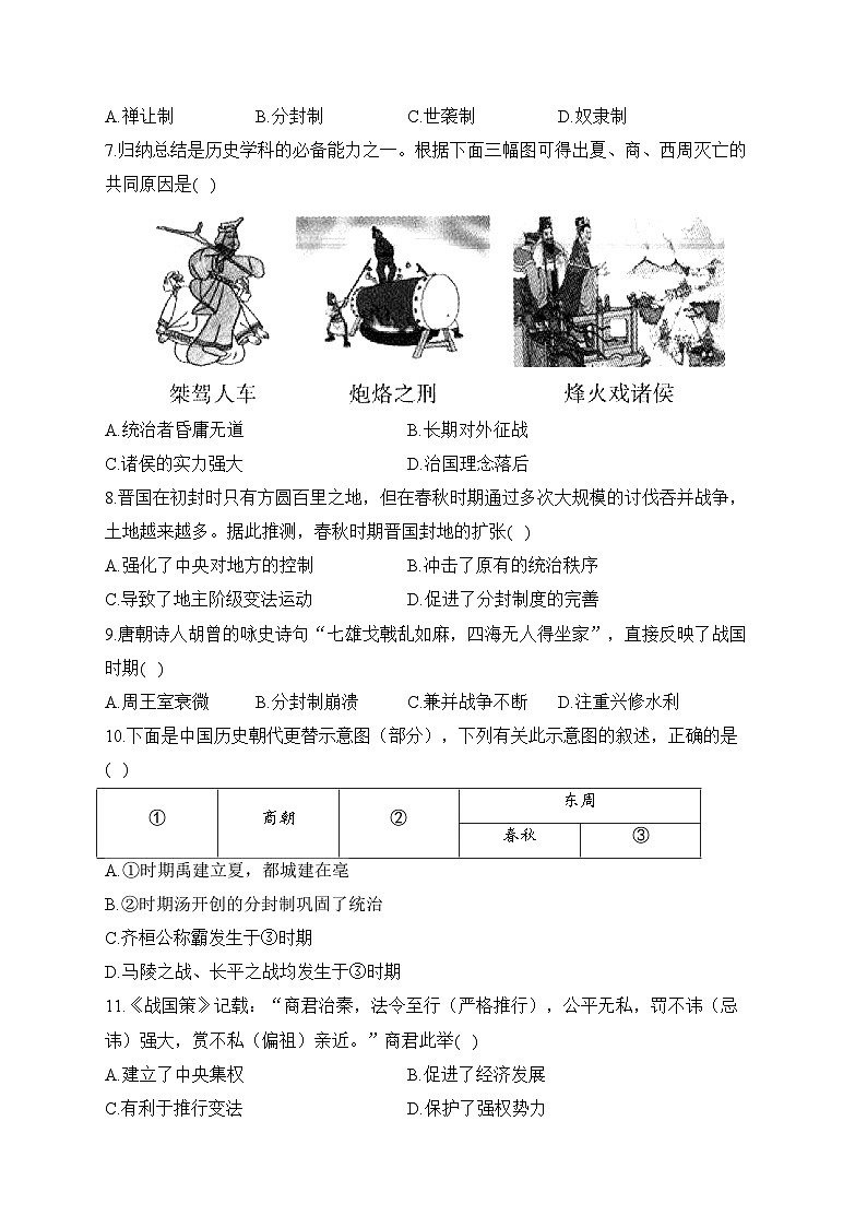 第二单元 夏商周时期:奴隶制王朝的更替和向封建社会的过渡——七年级上册历史统编版(2024)单元质检卷(B卷)(含答案)02