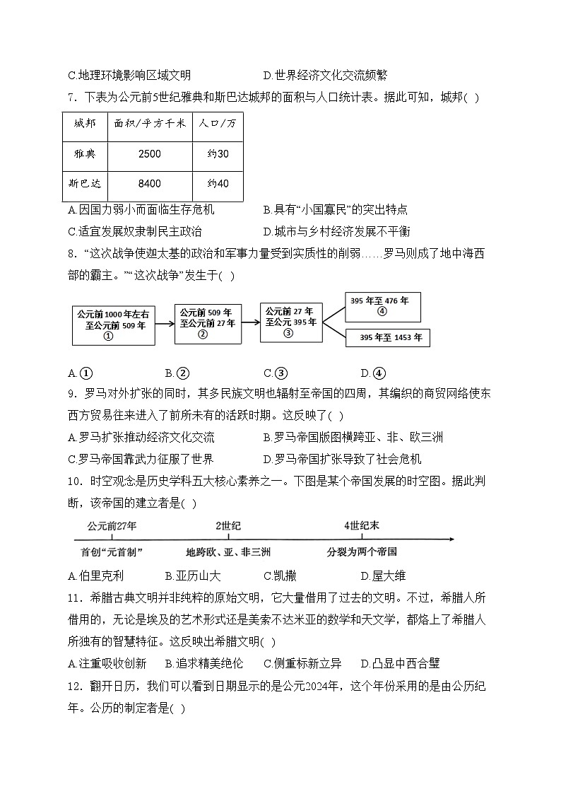 安徽省安庆市岳西县2025届部编版九年级上学期第一次月考历史试卷(含答案)02