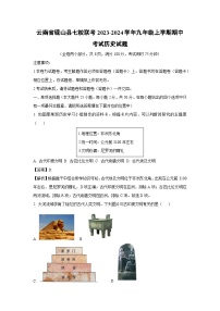 云南省砚山县七校联考2023-2024学年九年级上学期期中考试历史试卷(解析版)