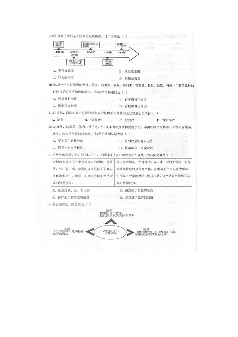 辽宁省大连市中山区2024-2025学年九年级上学期期中考试历史试卷第3页