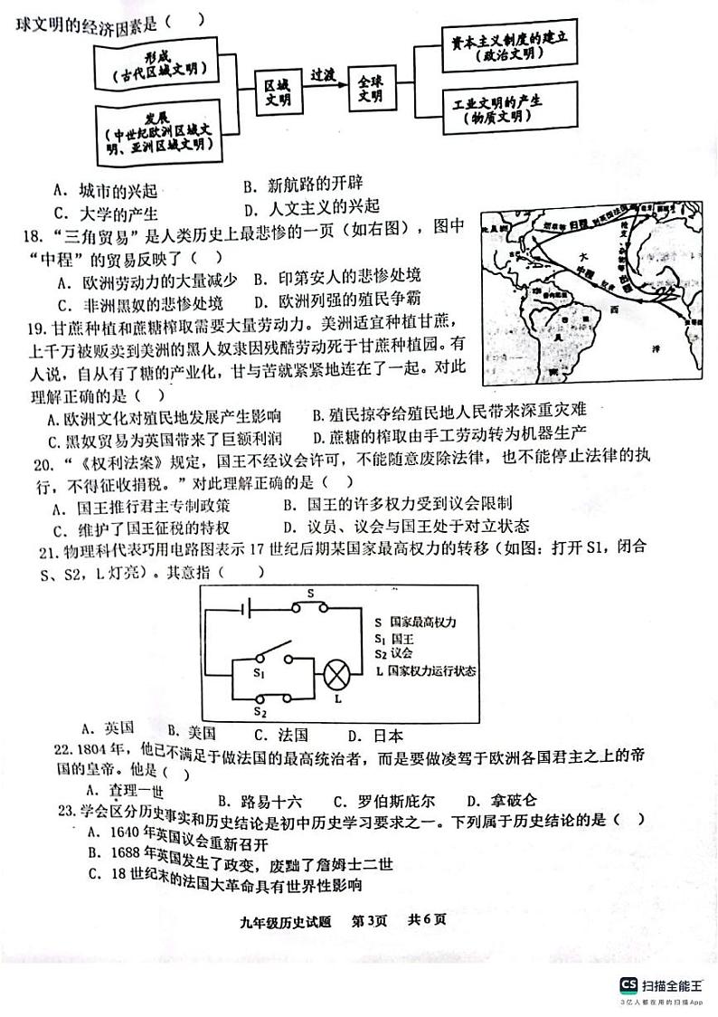 江苏省徐州市邳州市2023-2024学年度第一学期期中抽测九年级历史试卷(含答案)03