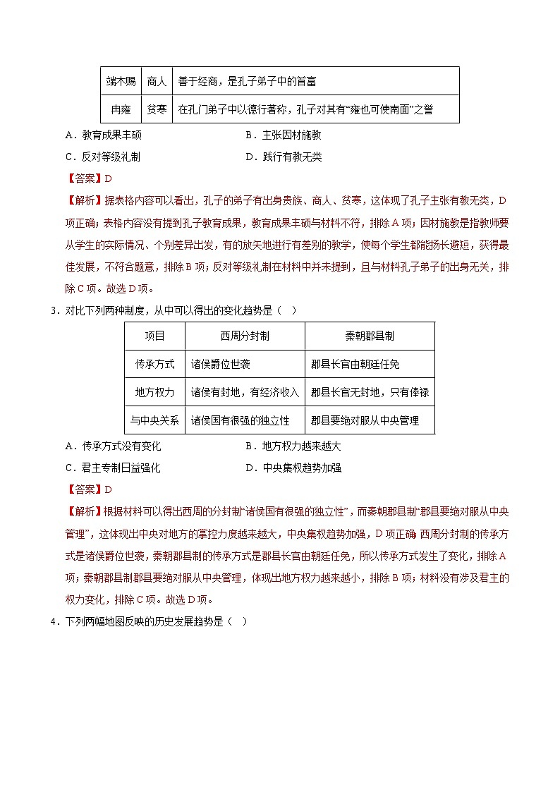 七年级历史第三次月考卷(全解全析)(湖南省卷专用)第2页