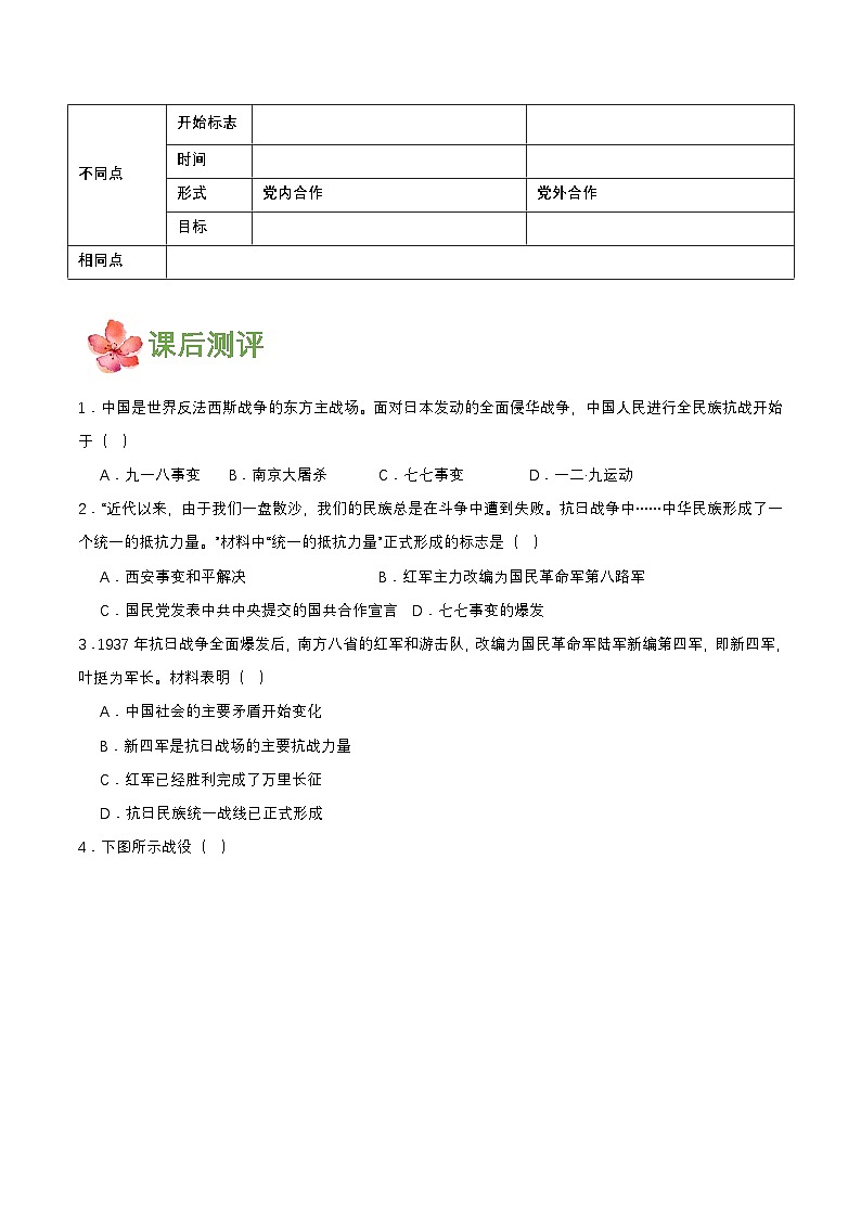 第19课 七七事变与全民族抗战(导学案)第3页