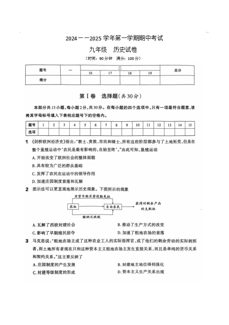 历史试卷第1页