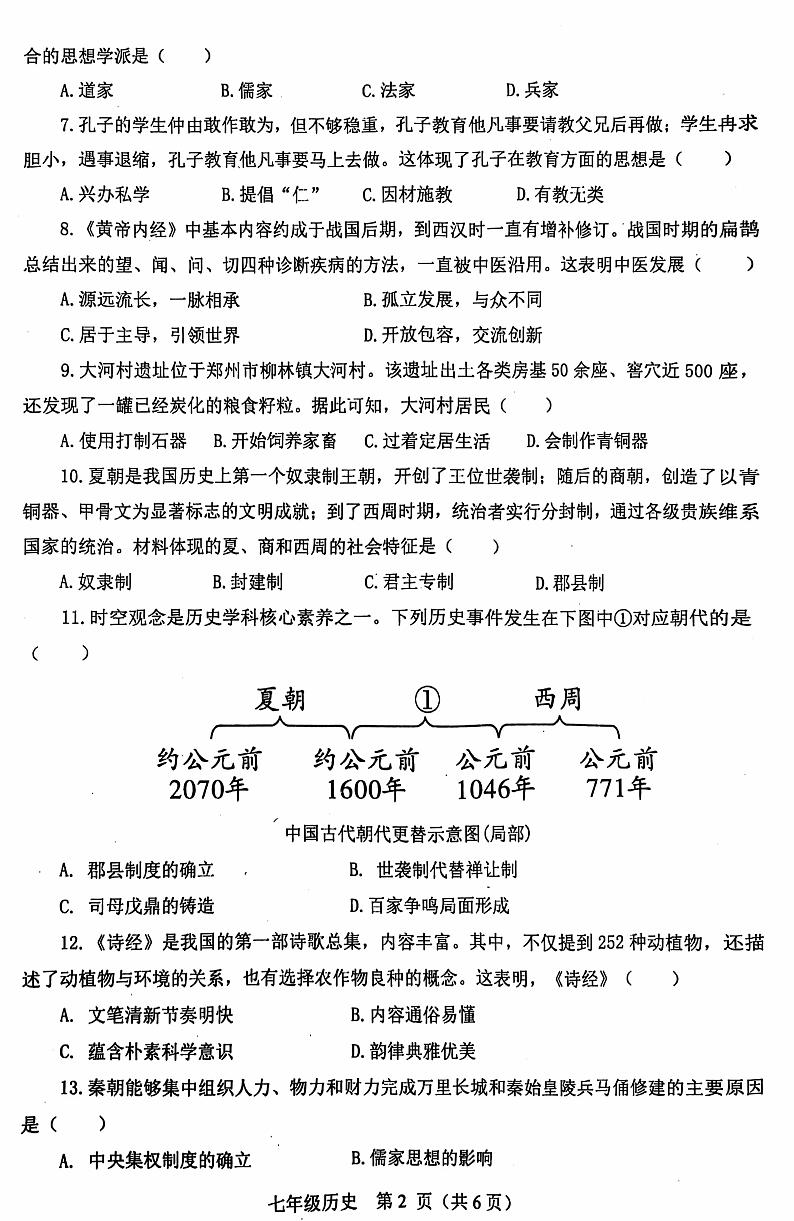 河南省南阳市淅川县2024-2025学年七年级上学期11月期中历史试题02