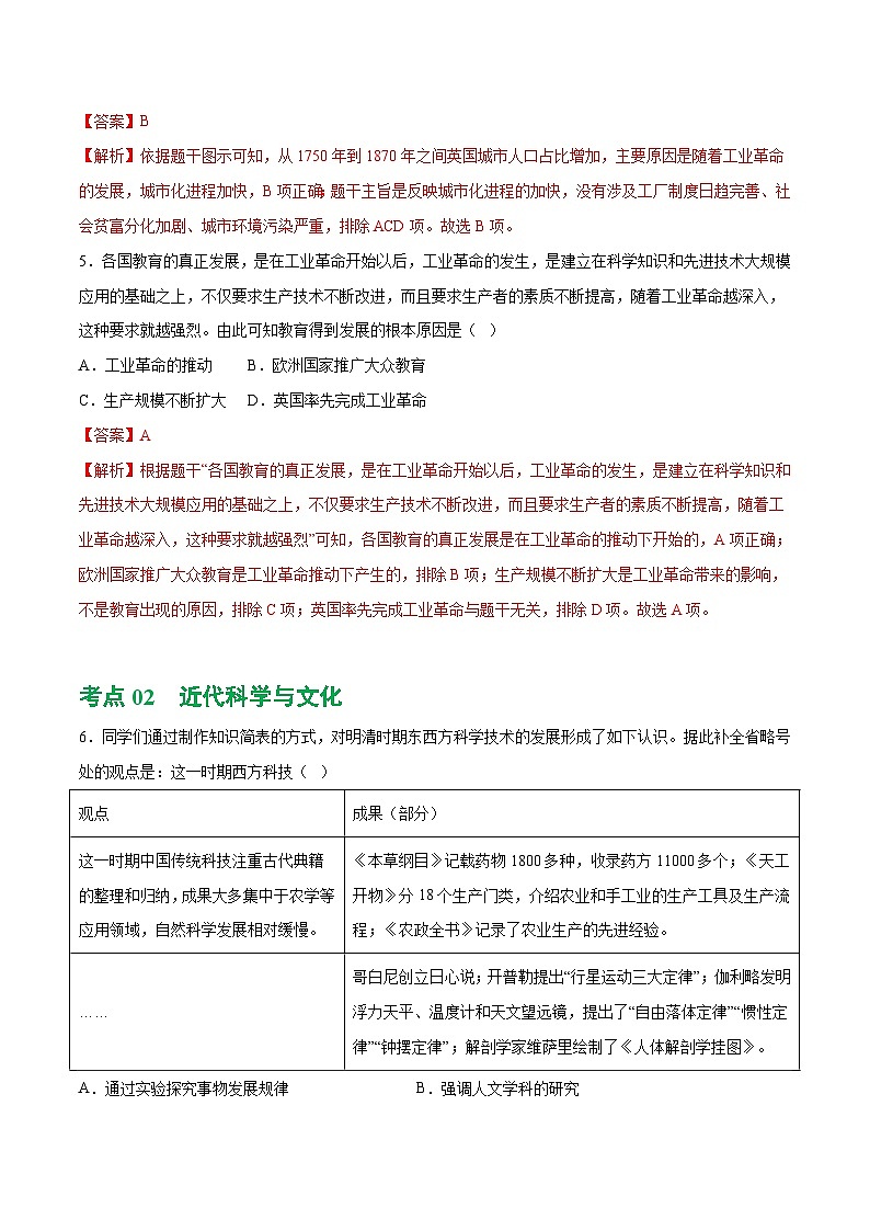 2025年中考历史一轮复习(练习)专题24 第二次工业革命和近代科学文化(解析版)第3页