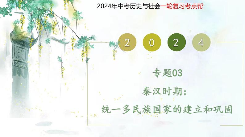 (部编版)中考历史一轮复习考点练习课件专题03 秦汉时期:统一多民族国家的建立和巩固(含答案)第1页