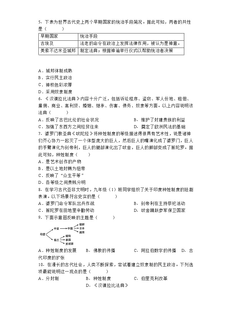 湖南省邵阳市邵东市2024-2025学年九年级上学期10月月考历史试题第2页