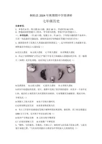 河南省南阳市桐柏县2024~2025学年七年级(上)期中历史试卷(含答案)