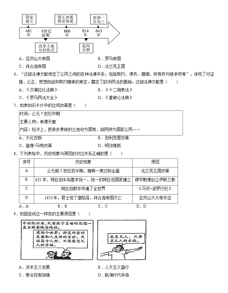 辽宁省辽阳市灯塔市2024-2025学年九年级上学期11月期中历史试题第2页