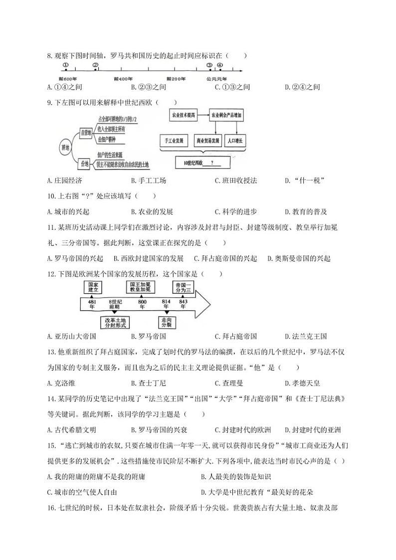 江西省景德镇市乐平市2024~2025学年九年级(上)期中历史试卷(含答案)第2页