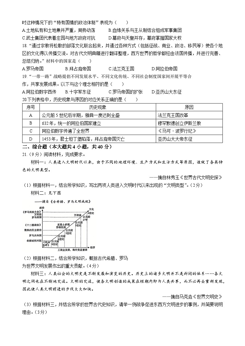 江西省景德镇市乐平市2024-2025学年九年级上学期期中历史试题第3页