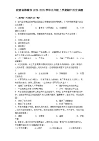 陕西省韩城市2024-2025学年九年级上学期期中历史试题